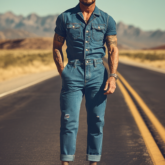 Retro Lännen Cowboy-tyylinen Farkkuhaalari Miehille