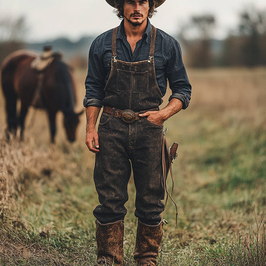 Miesten Retro Lännen Cowboy-tyyliset Farkkuhaalarit - Eetu