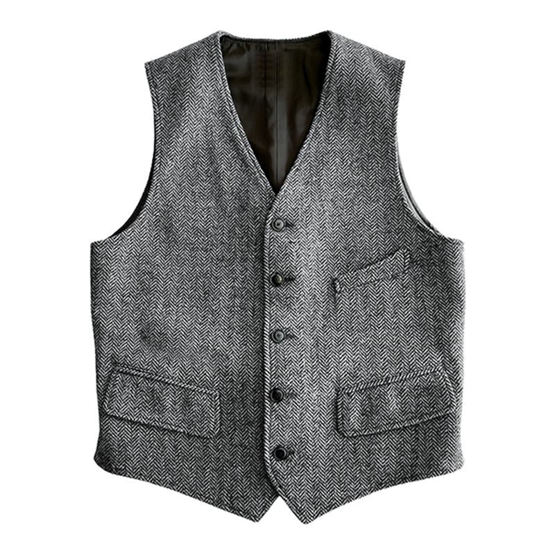 Tyylikäs Miesten Retro Herringbone-Villapuku