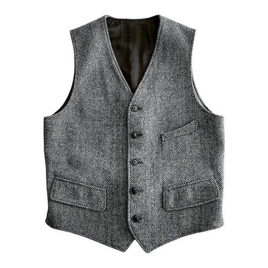 Tyylikäs Miesten Retro Herringbone-Villapuku