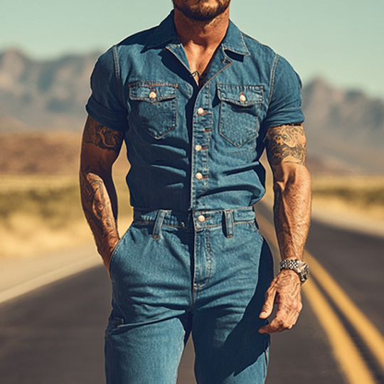 Retro Lännen Cowboy-tyylinen Farkkuhaalari Miehille