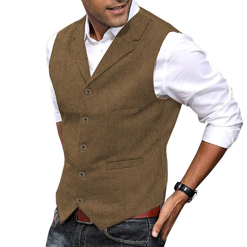 Matias | Miesten Vintage Herringbone-Kankainen Slim Fit Pukuvesti