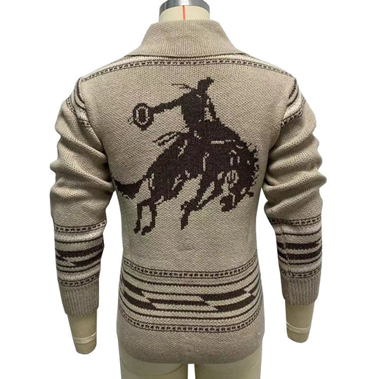 Aleksi | Tyylikäs Miesten Vintage Jacquard-lapeli Neulejakku