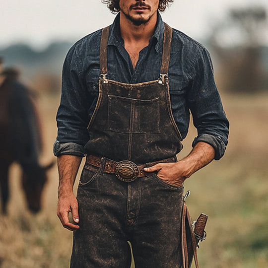 Miesten Retro Lännen Cowboy-tyyliset Farkkuhaalarit - Eetu