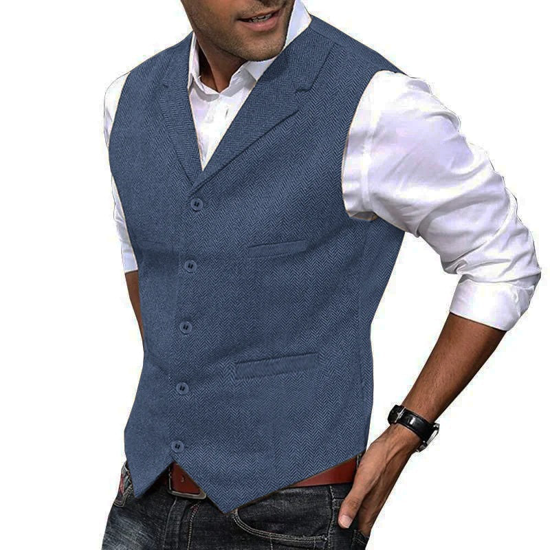 Matias | Miesten Vintage Herringbone-Kankainen Slim Fit Pukuvesti