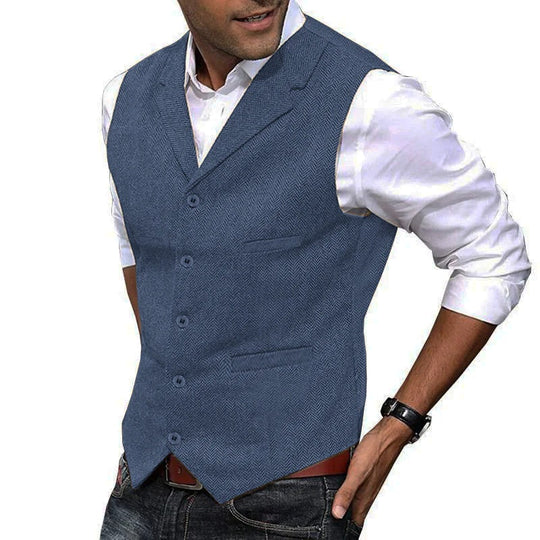 Matias | Miesten Vintage Herringbone-Kankainen Slim Fit Pukuvesti