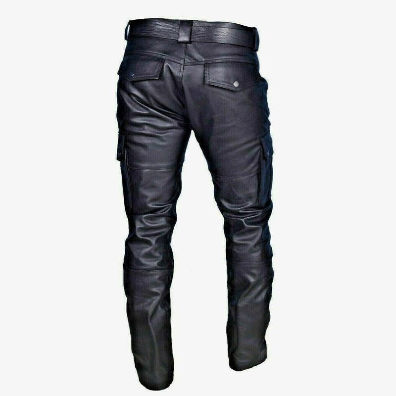 Miesten Vintage Monilokeroinen Slim Fit Tekonahkahousut - Joni