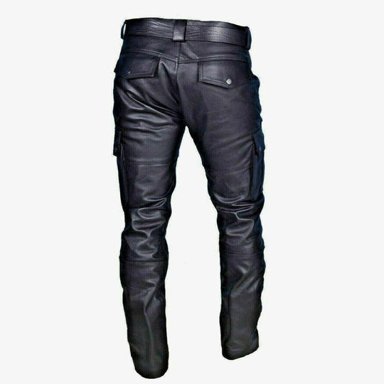 Miesten Vintage Monilokeroinen Slim Fit Tekonahkahousut - Joni