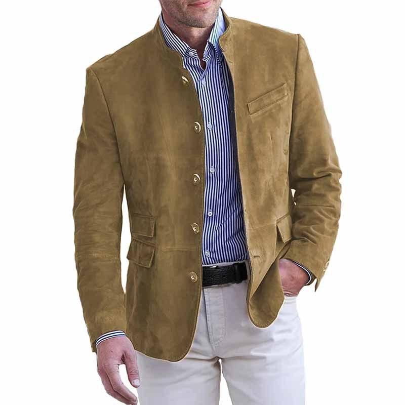 Miesten Retro Seisokkikauluksellinen Slim Fit Taskutakki - Mika
