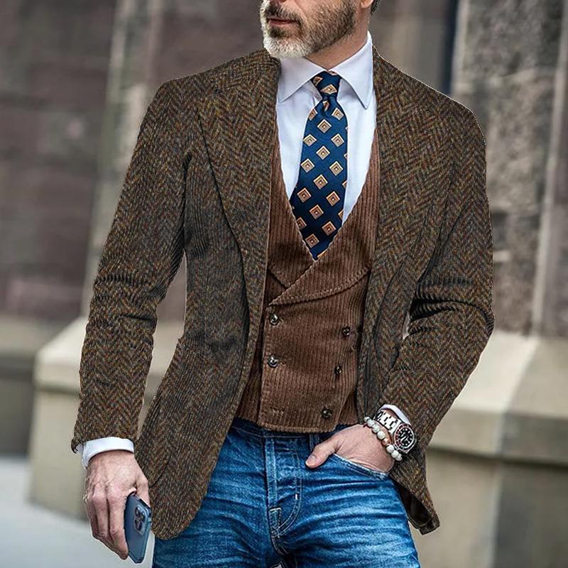 Miesten Vintage Herringbone-tyylinen Bleiseri - Jaakko
