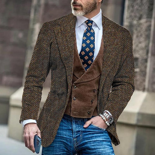 Miesten Vintage Herringbone-tyylinen Bleiseri - Jaakko