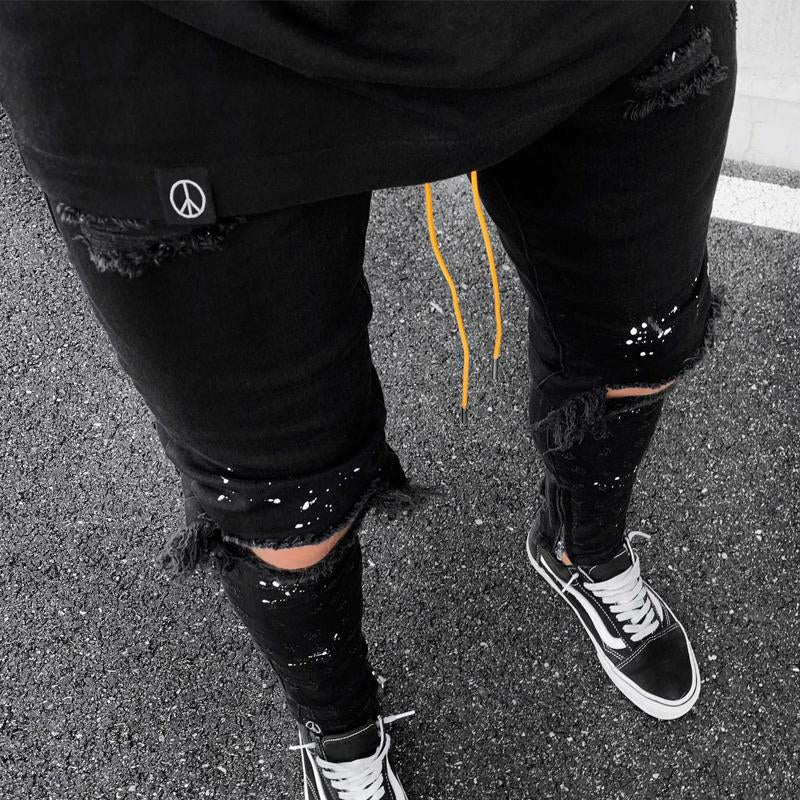 Tyylikkäät Slim Fit Repaleiset Miesten Farkut Eemil