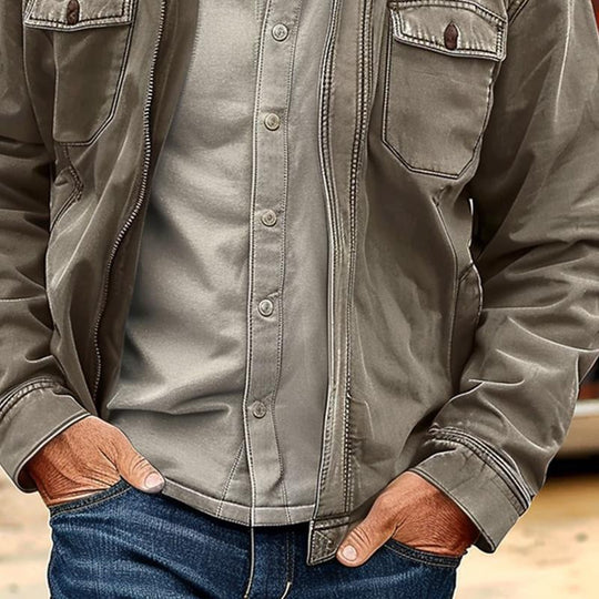 Kalle | Miesten Vintage Kulunut Canvas-Zip-Takki