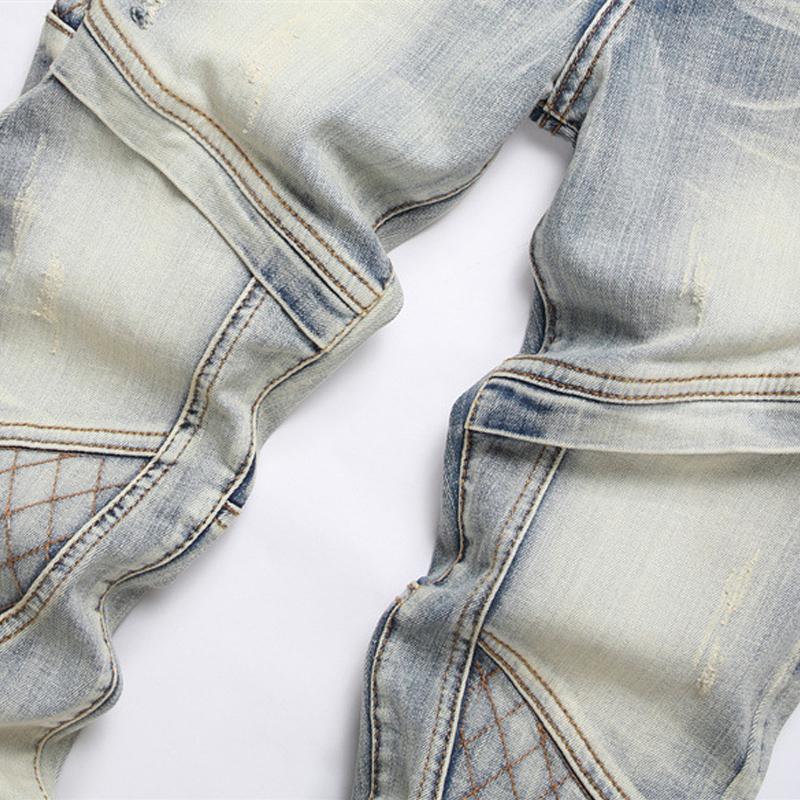 Aleksi | Tyylikkäät Miesten Patchwork-reikäfarkut
