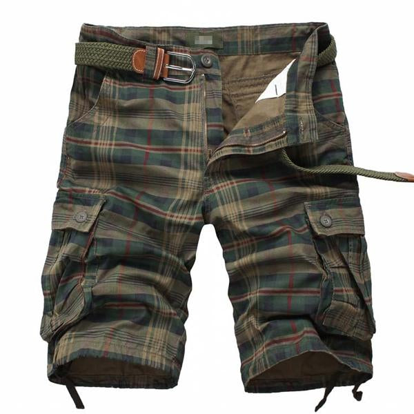 Klassiset miesten vintage-tyylin tasku-ruudulliset shortsit