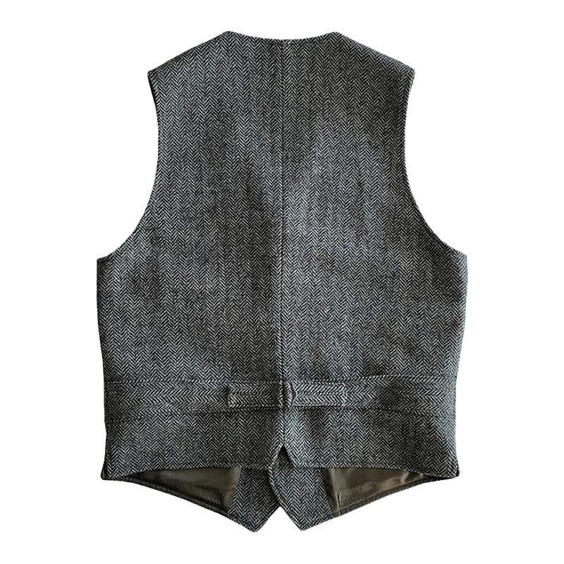 Tyylikäs Miesten Retro Herringbone-Villapuku
