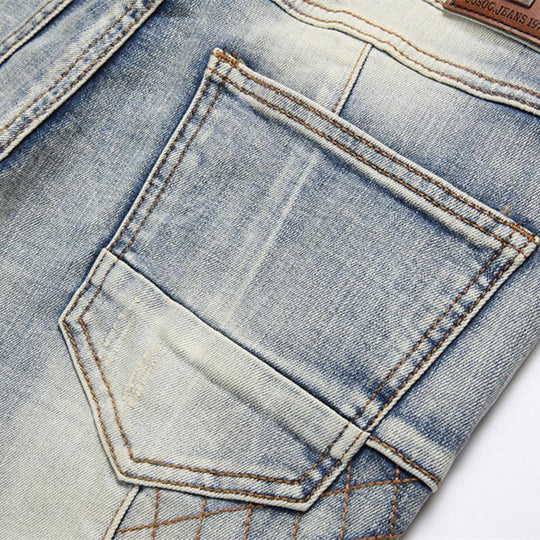 Aleksi | Tyylikkäät Miesten Patchwork-reikäfarkut