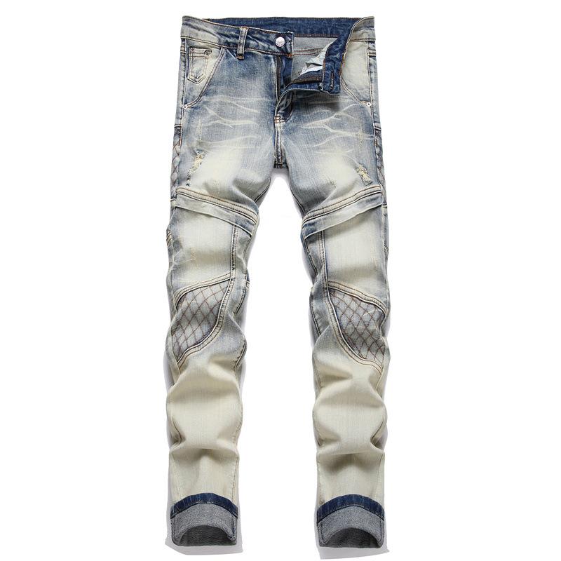 Aleksi | Tyylikkäät Miesten Patchwork-reikäfarkut