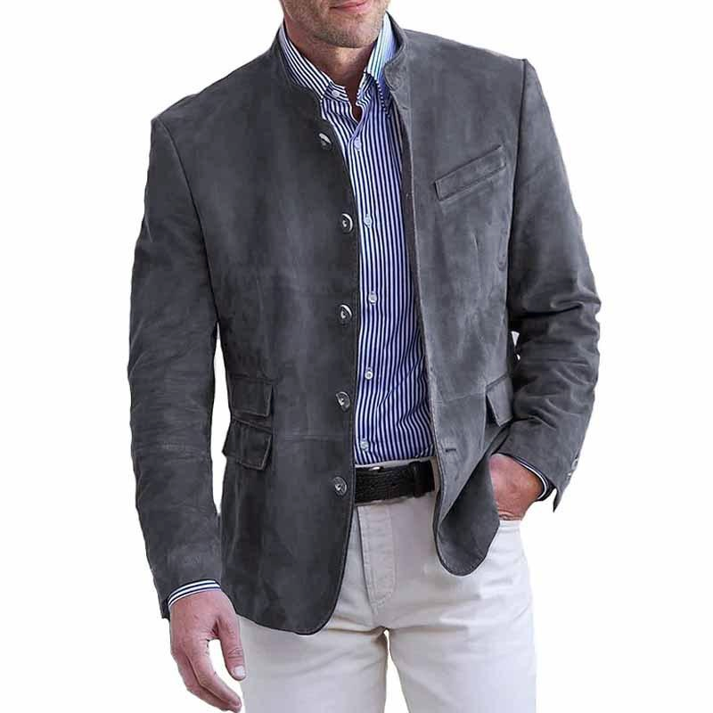 Miesten Retro Seisokkikauluksellinen Slim Fit Taskutakki - Mika