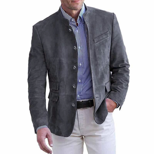 Miesten Retro Seisokkikauluksellinen Slim Fit Taskutakki - Mika
