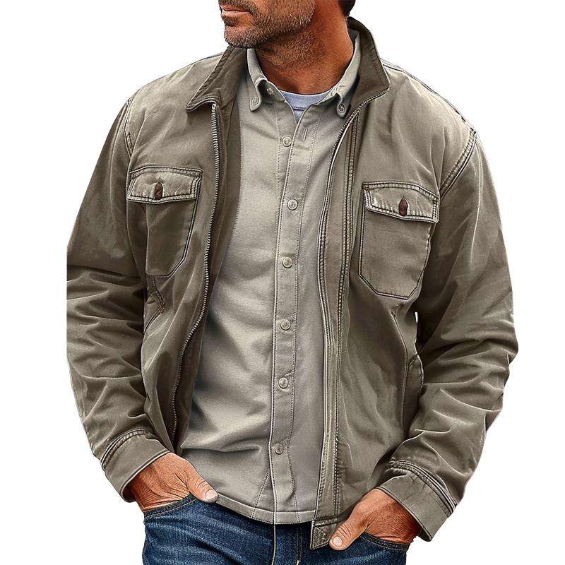 Kalle | Miesten Vintage Kulunut Canvas-Zip-Takki