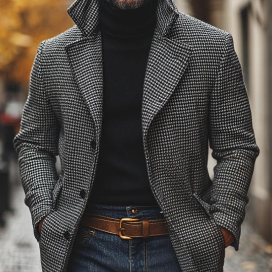 Mikael | Tyylikäs houndstooth-kuosinen miesten takki