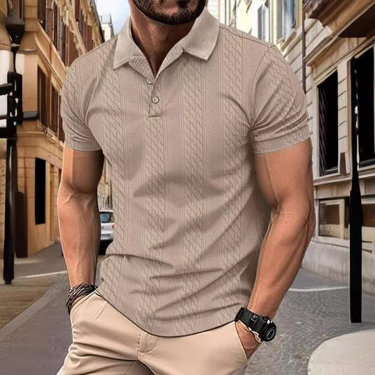 Markus Miesten Jacquard-tekstuuri Polo-paita